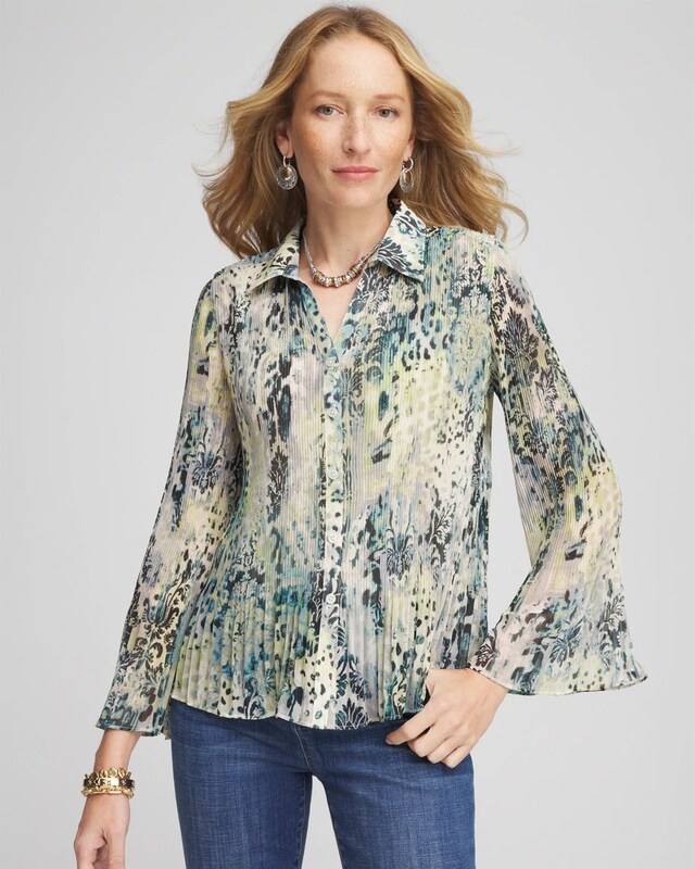 Animal Print Pleated Blouse - image 1